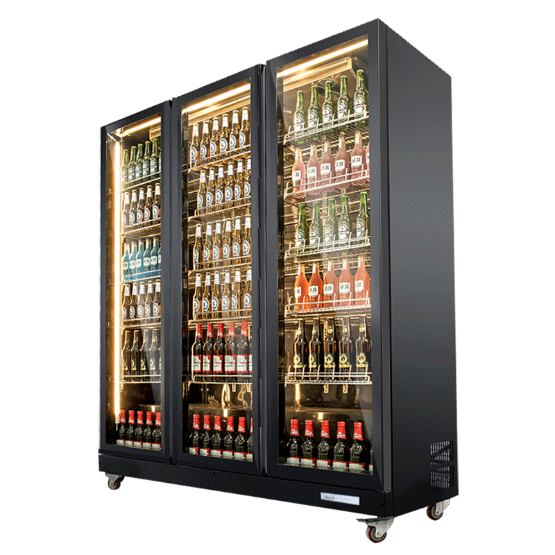 Features of  air cooling no frame 3 glass door display cooler