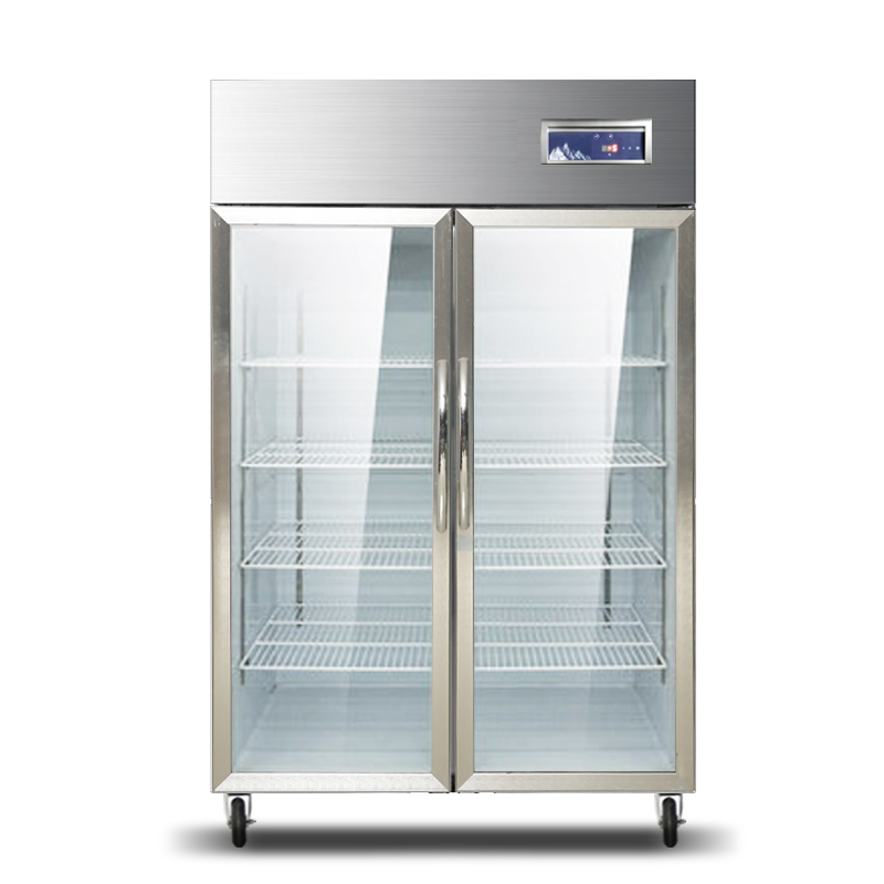 Commercial supermarket 2 glass door display  freezer
